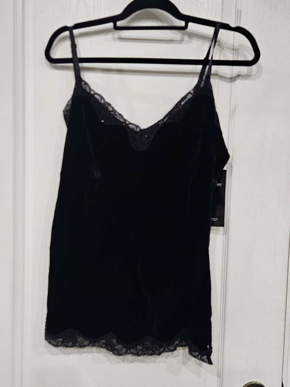 Karen Kane Black Velvet Lace Trim Camisole